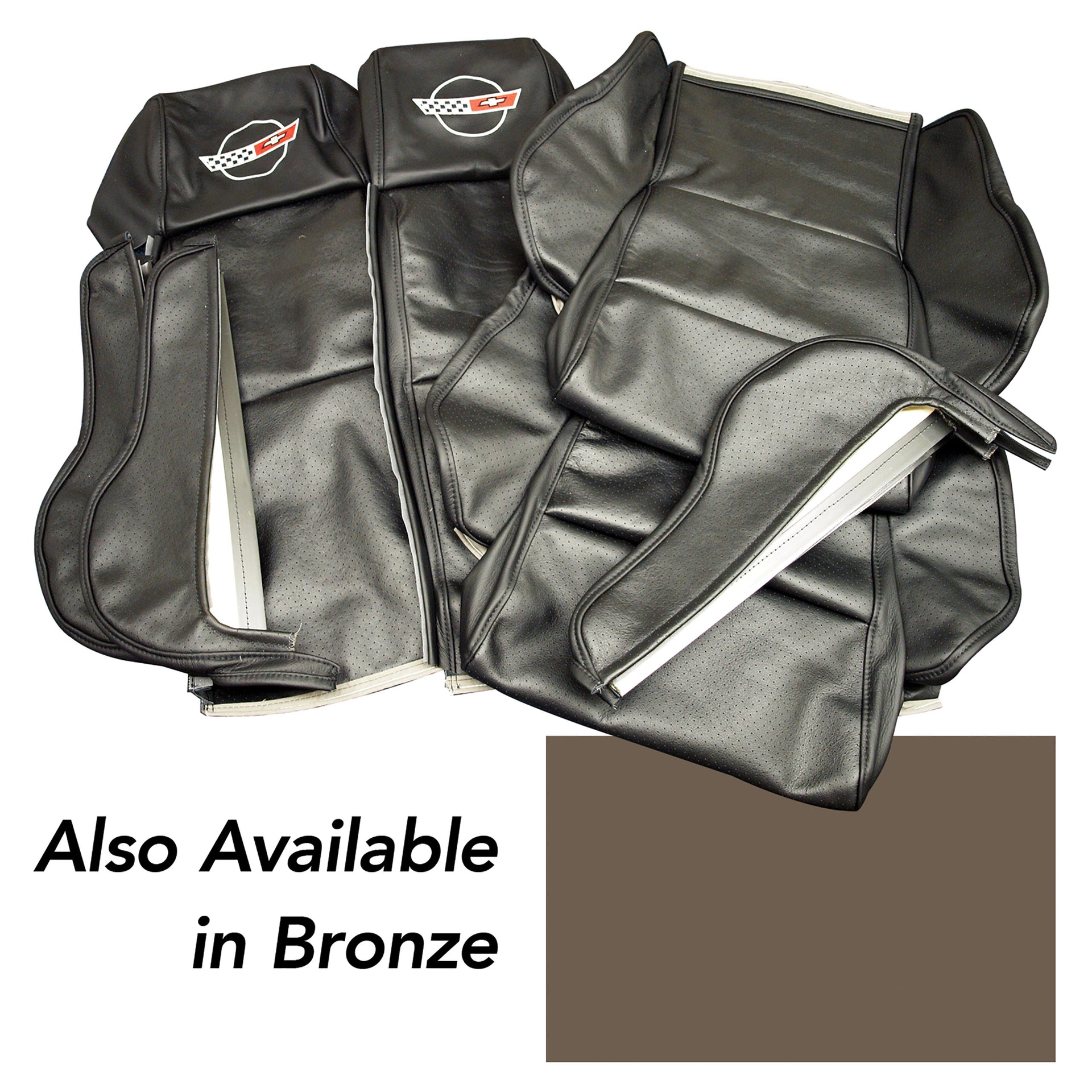 1984-1987 Corvette OE Style Embroidered Sport Leather Seat Covers - Bronze-420571E-Corvette-Store-Online