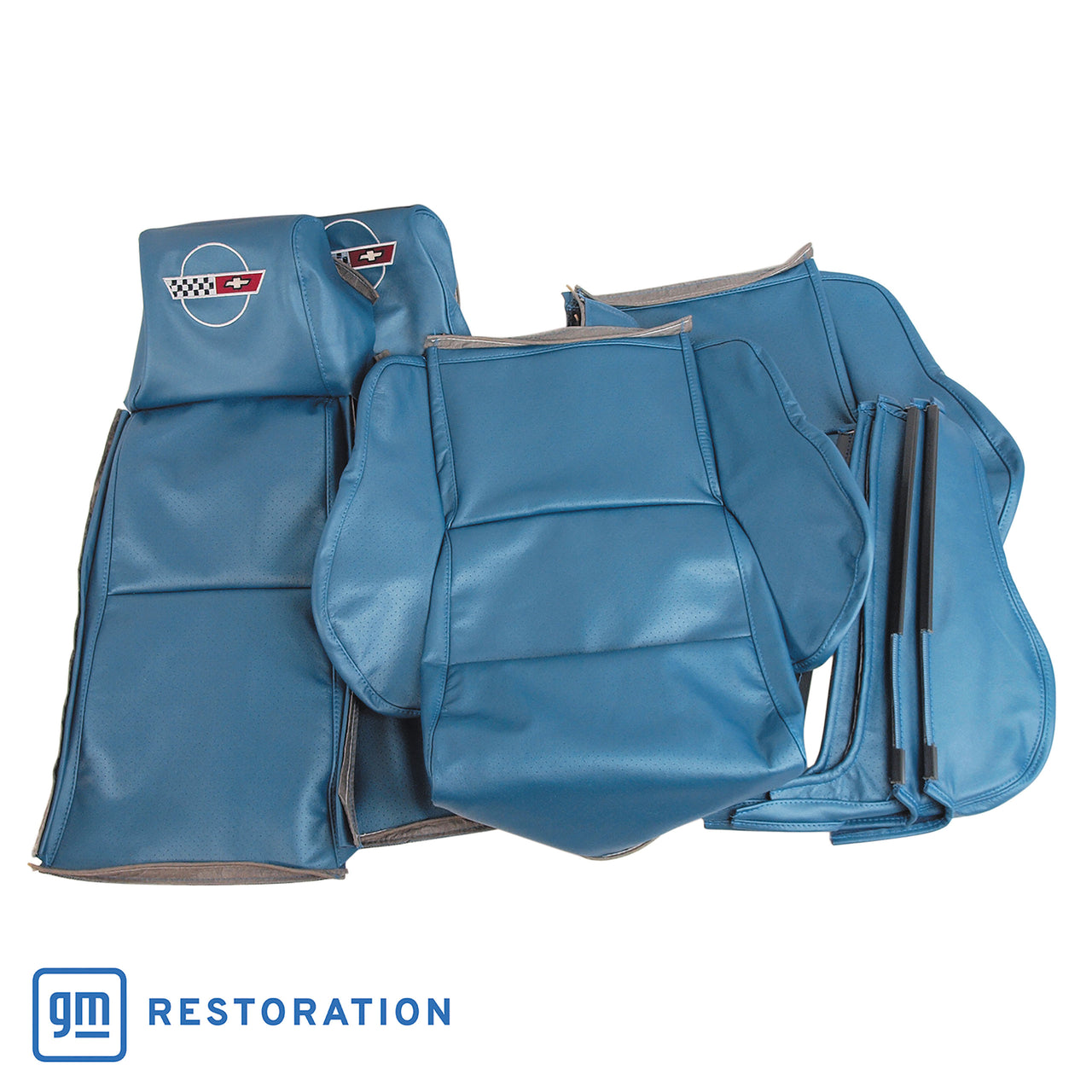 1986-1988 Corvette OE Style Embroidered Sport Leather Seat Covers - Blue-420574E-Corvette-Store-Online