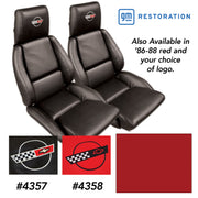 1986-1988 Corvette OE Style Embroidered Sport Leather Seat Covers - Red-420575E-Corvette-Store-Online