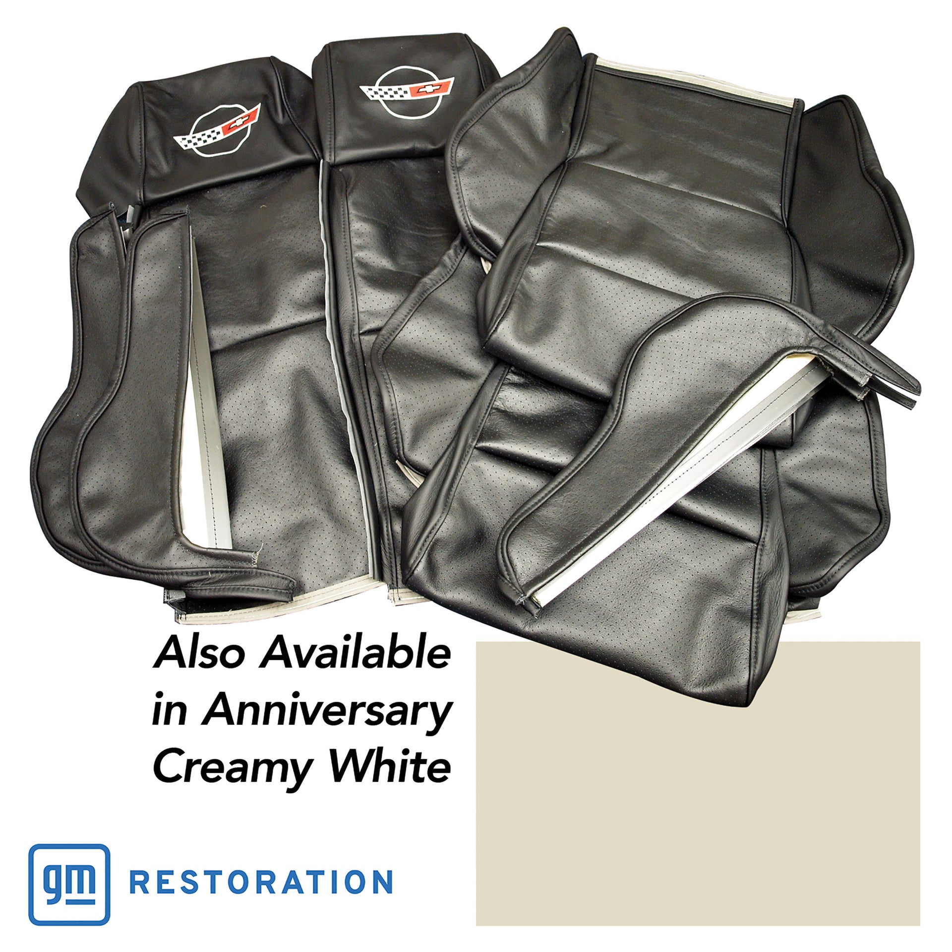 1988-1988 Corvette OE Style Embroidered Sport Leather Seat Covers - 35th Anniversary-420577E-Corvette-Store-Online