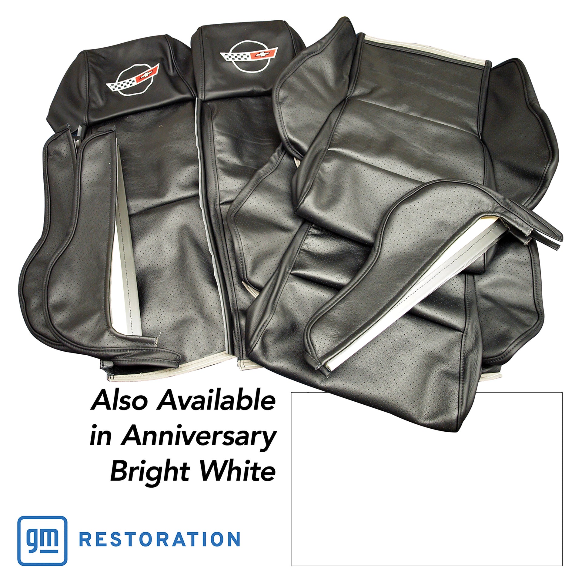 1988-1988 Corvette OE Style Embroidered Sport Leather Seat Covers - 35th Anniversary-420583E-Corvette-Store-Online