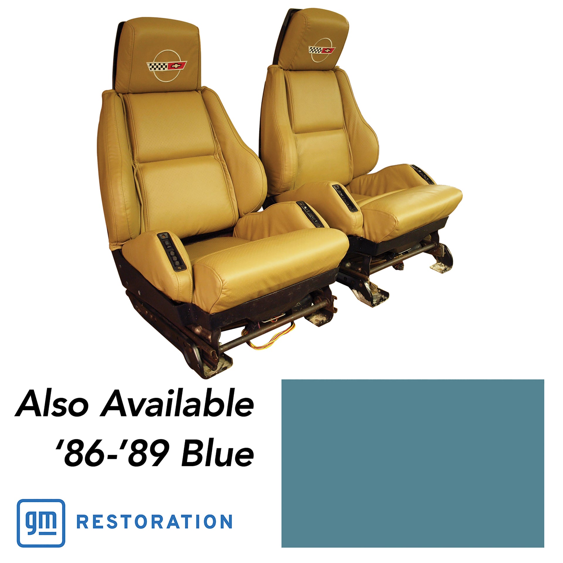 1989-1989 Corvette OE Style Embroidered Sport Leather Seat Covers - Blue-420674E-Corvette-Store-Online