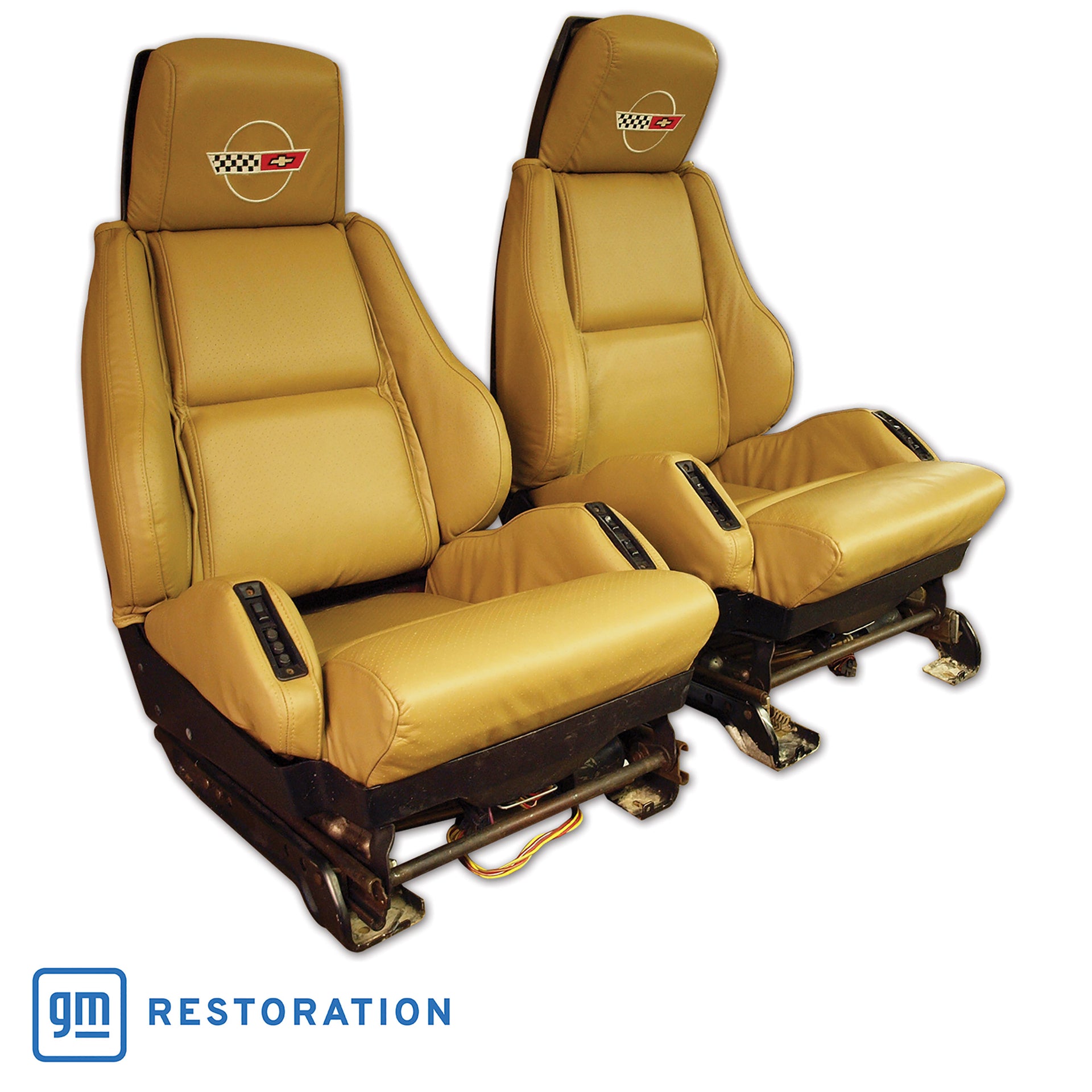 1989-1990 Corvette OE Style Embroidered Sport Leather Seat Covers - Saddle-420678E-Corvette-Store-Online