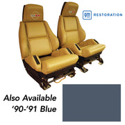 1990-1990 Corvette OE Style Embroidered Sport Leather Seat Covers - Blue-420680E-Corvette-Store-Online