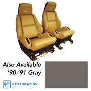 1990-1990 Corvette OE Style Embroidered Sport Leather Seat Covers - Gray-420681E-Corvette-Store-Online