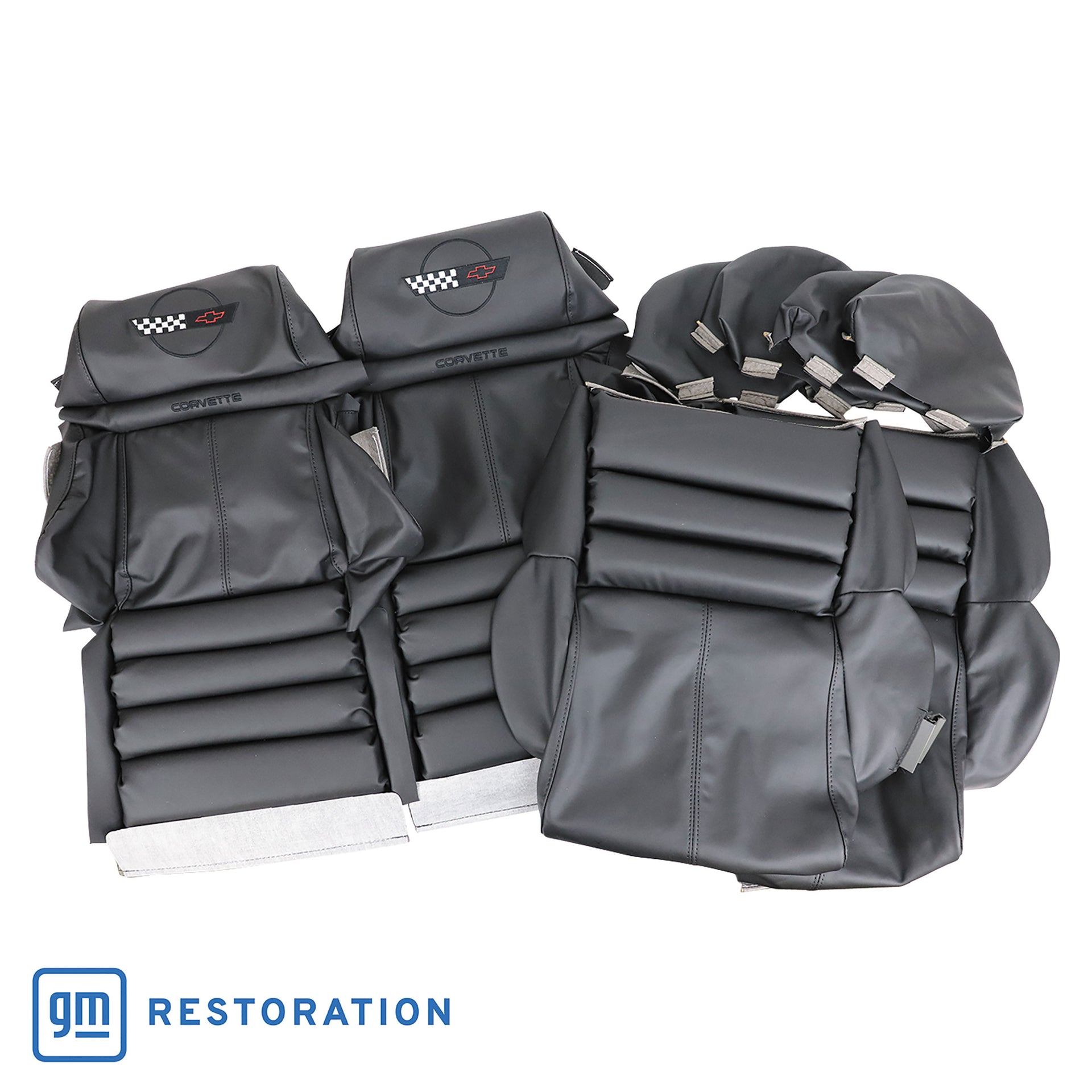 1991-1992 Corvette OE Style Embroidered Sport Leather Seat Covers - Black-420720E-Corvette-Store-Online