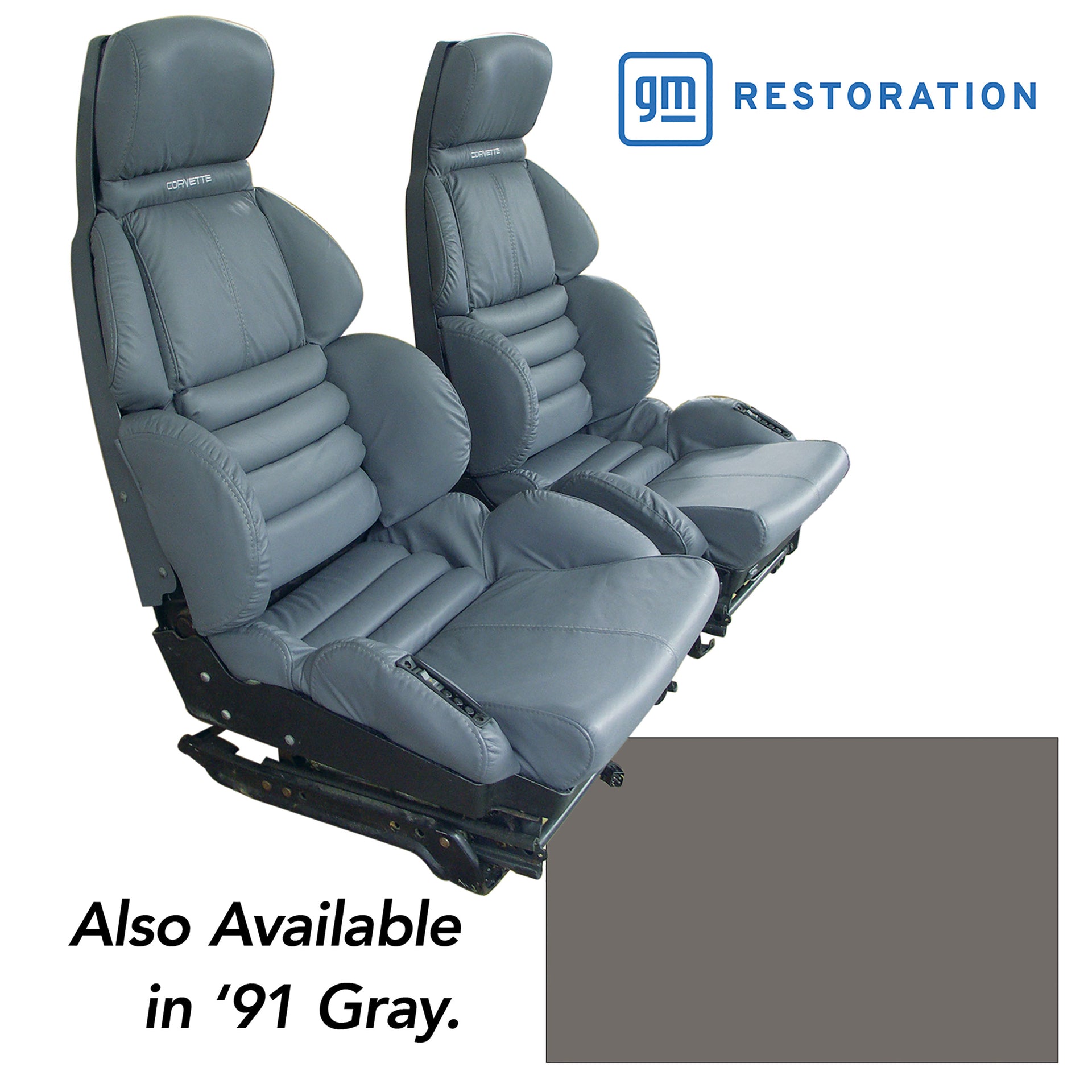 1991-1991 Corvette Leather Seat Covers Gray Sport-420781-Corvette-Store-Online