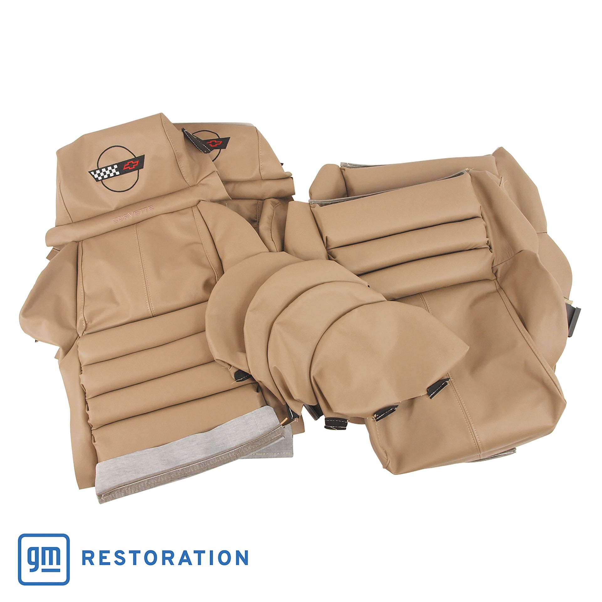 1992-1992 Corvette OE Style Embroidered Sport Leather Seat Covers - Beige-420782E-Corvette-Store-Online