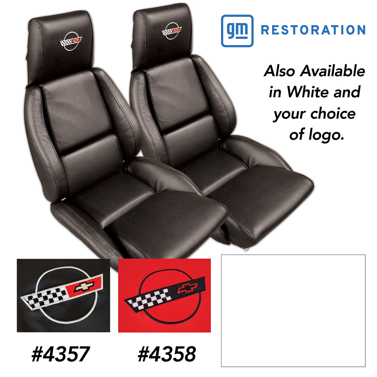 1992-1992 Corvette OE Style Embroidered Sport Leather Seat Covers - White-420783E-Corvette-Store-Online