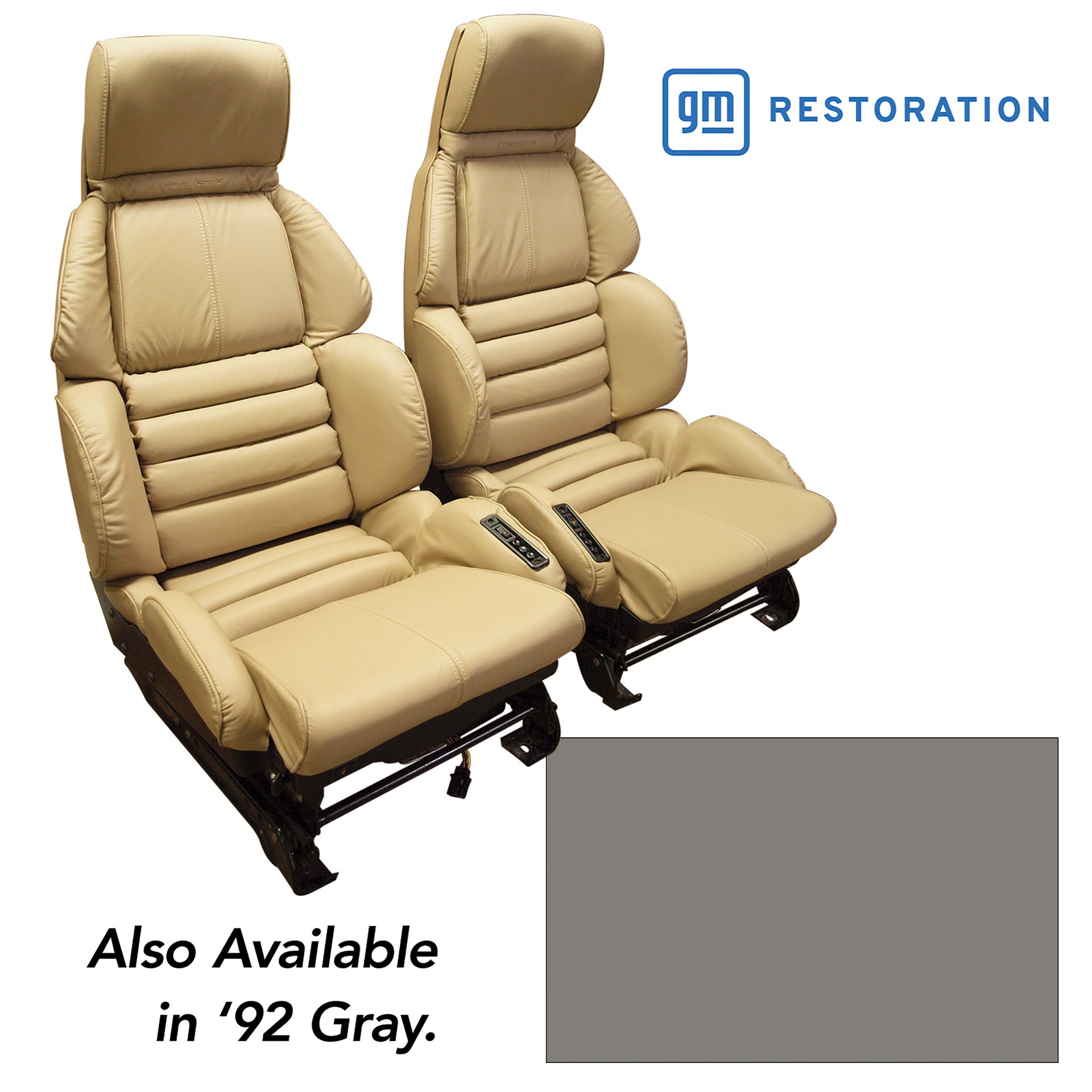 1992-1992 Corvette Leather Seat Covers Gray Sport-420784-Corvette-Store-Online