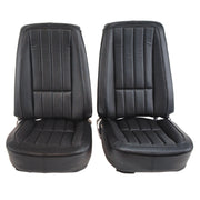 1968-1968 Corvette Mounted Seats Black "Leather-Like" Vinyl Second Design Without Headrest Bracket-421020ML-Corvette-Store-Online