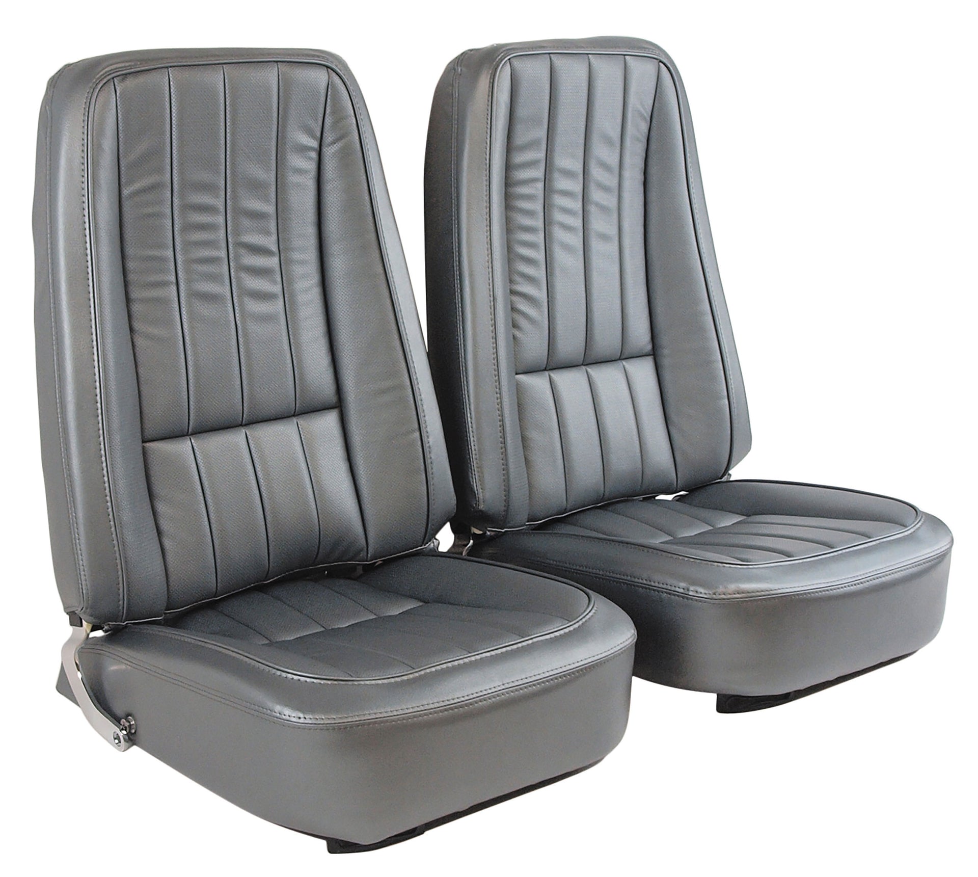 1968-1968 Corvette Mounted Seats Gunmetal "Leather-Like" Vinyl 2nd Design W/O Headrest Bracket-421063ML-Corvette-Store-Online
