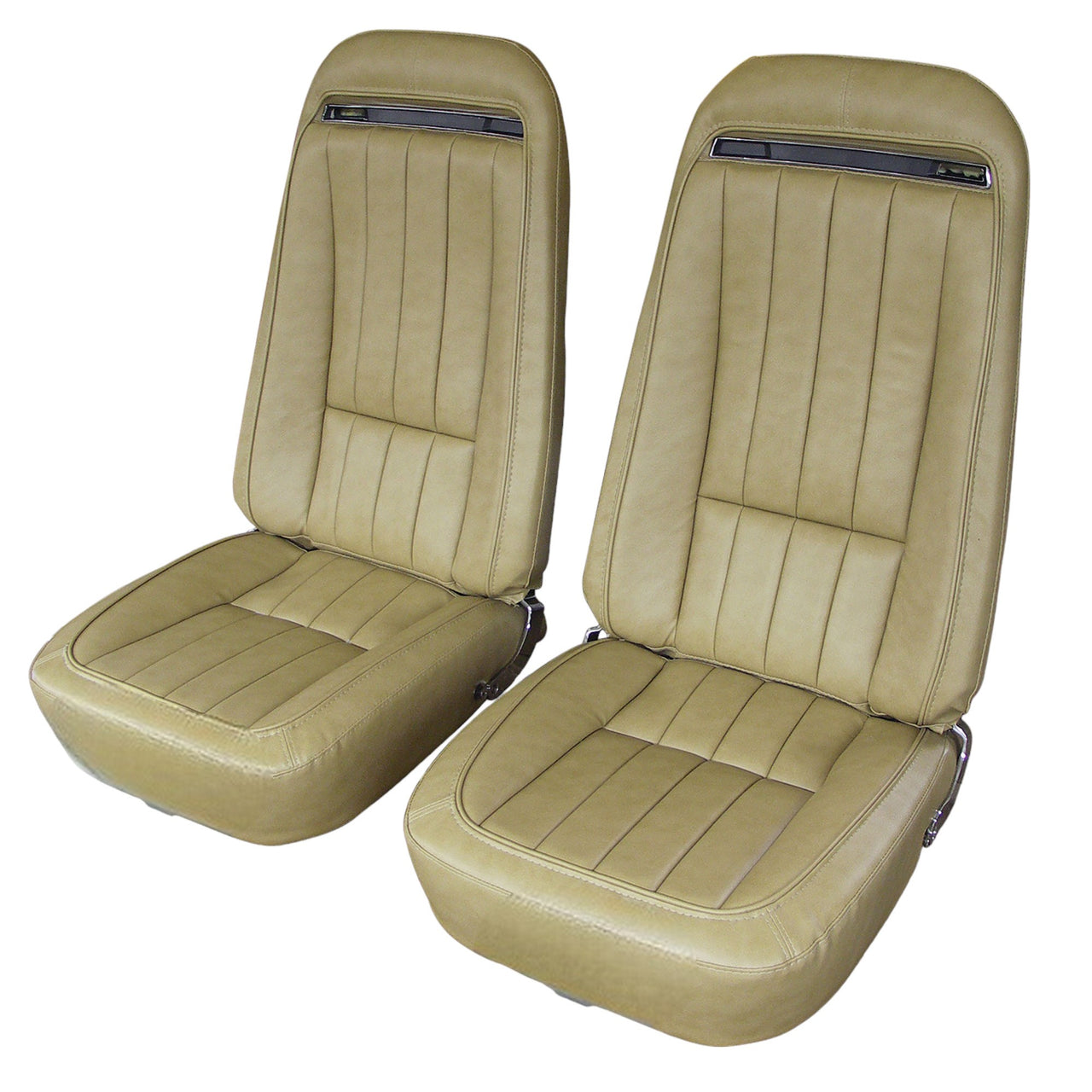 1970-1971 Corvette Mounted Seats Light Saddle "Leather-Like" Vinyl With Shoulder Harness-421215MS-Corvette-Store-Online