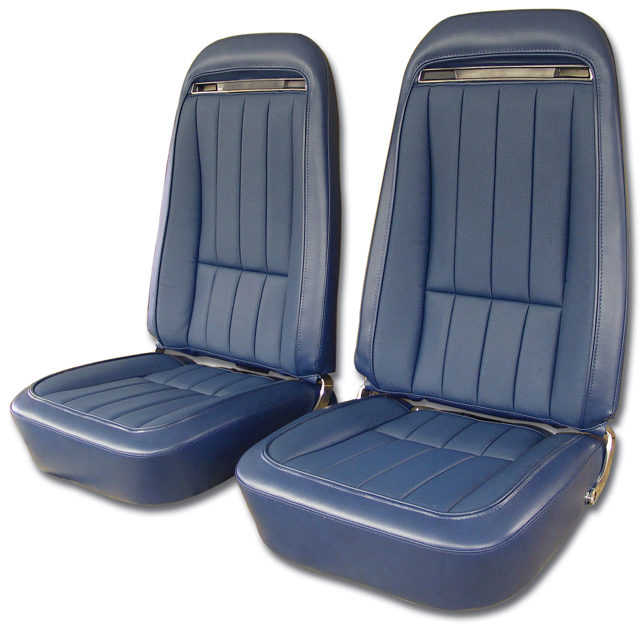 1971-1971 Corvette Mounted Seats Royal Blue "Leather-Like" Vinyl With Shoulder Harness-421247MS-Corvette-Store-Online