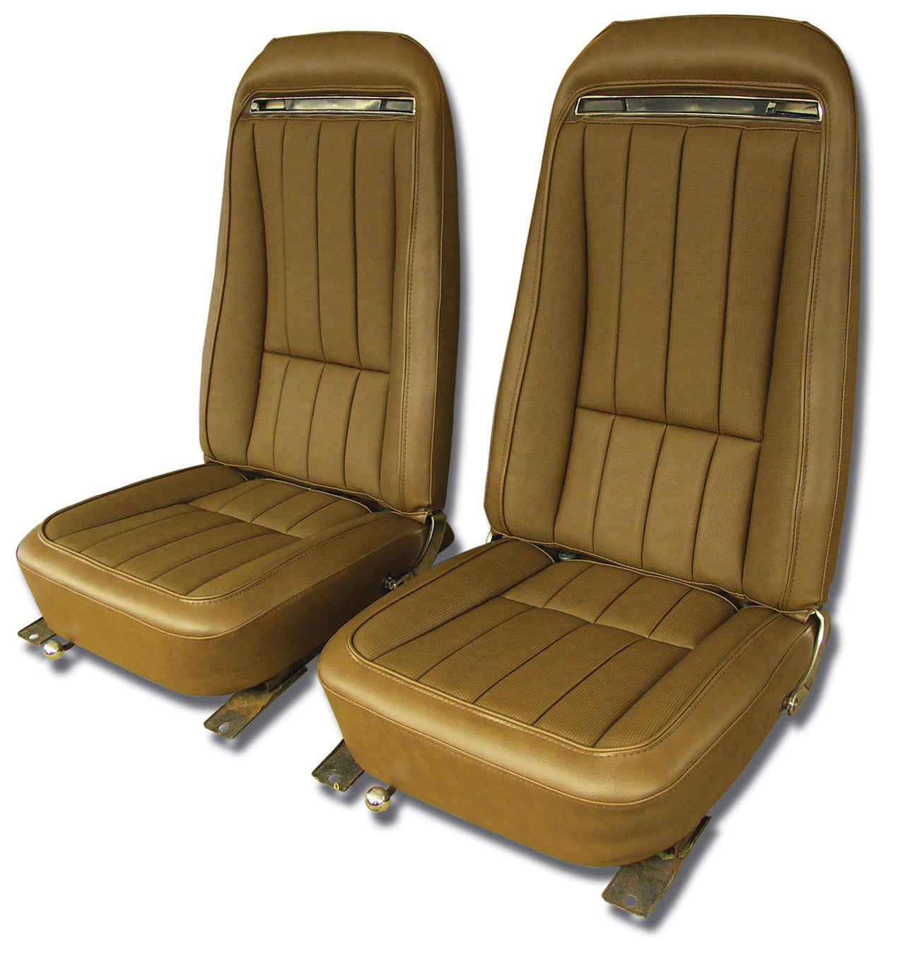 1970-1971 Corvette Mounted Seats Dark Saddle "Leather-Like" Vinyl With Shoulder Harness-421253MS-Corvette-Store-Online
