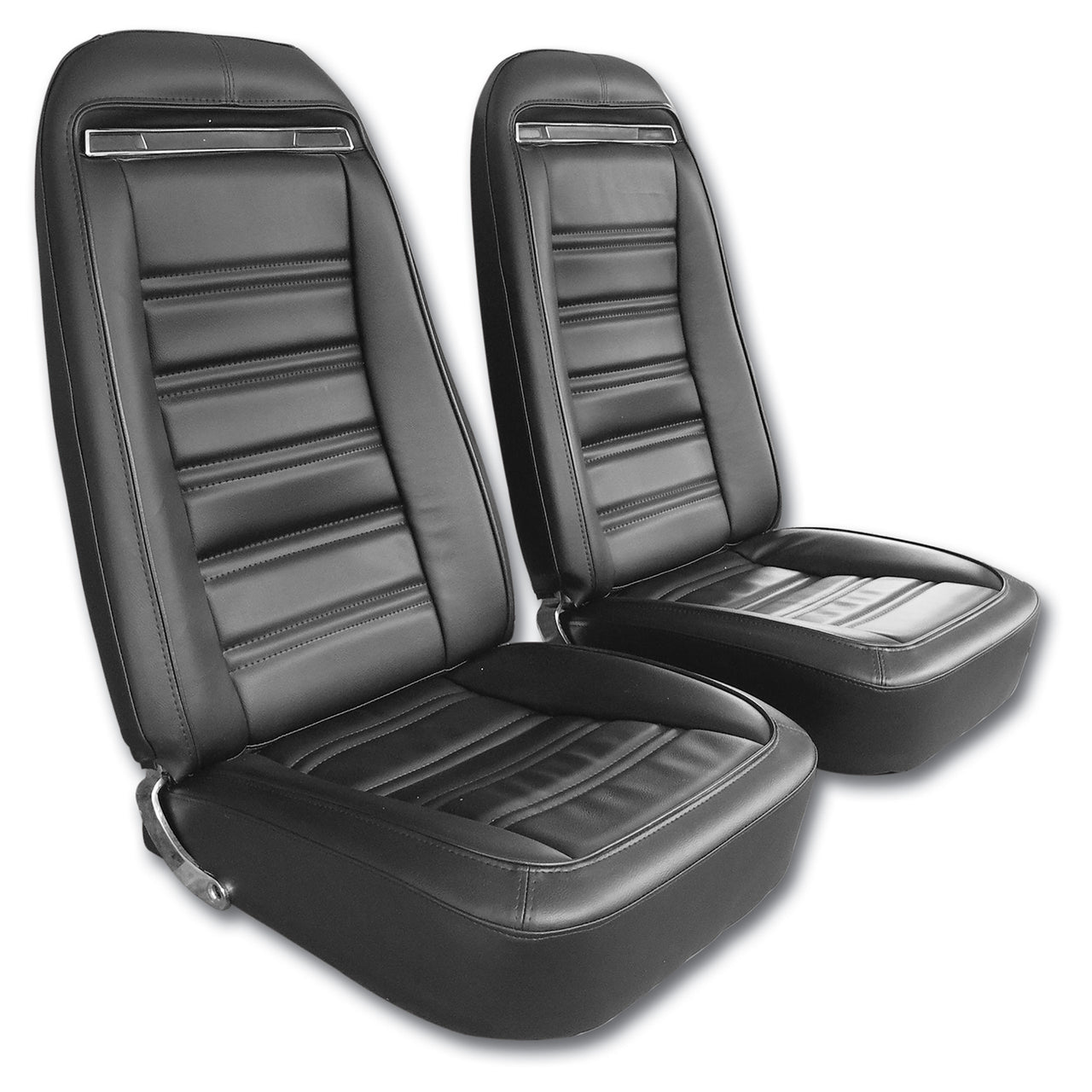 1972-1974 Corvette Mounted Seats Black "Leather-Like" Vinyl Without Shoulder Harness-421320M-Corvette-Store-Online