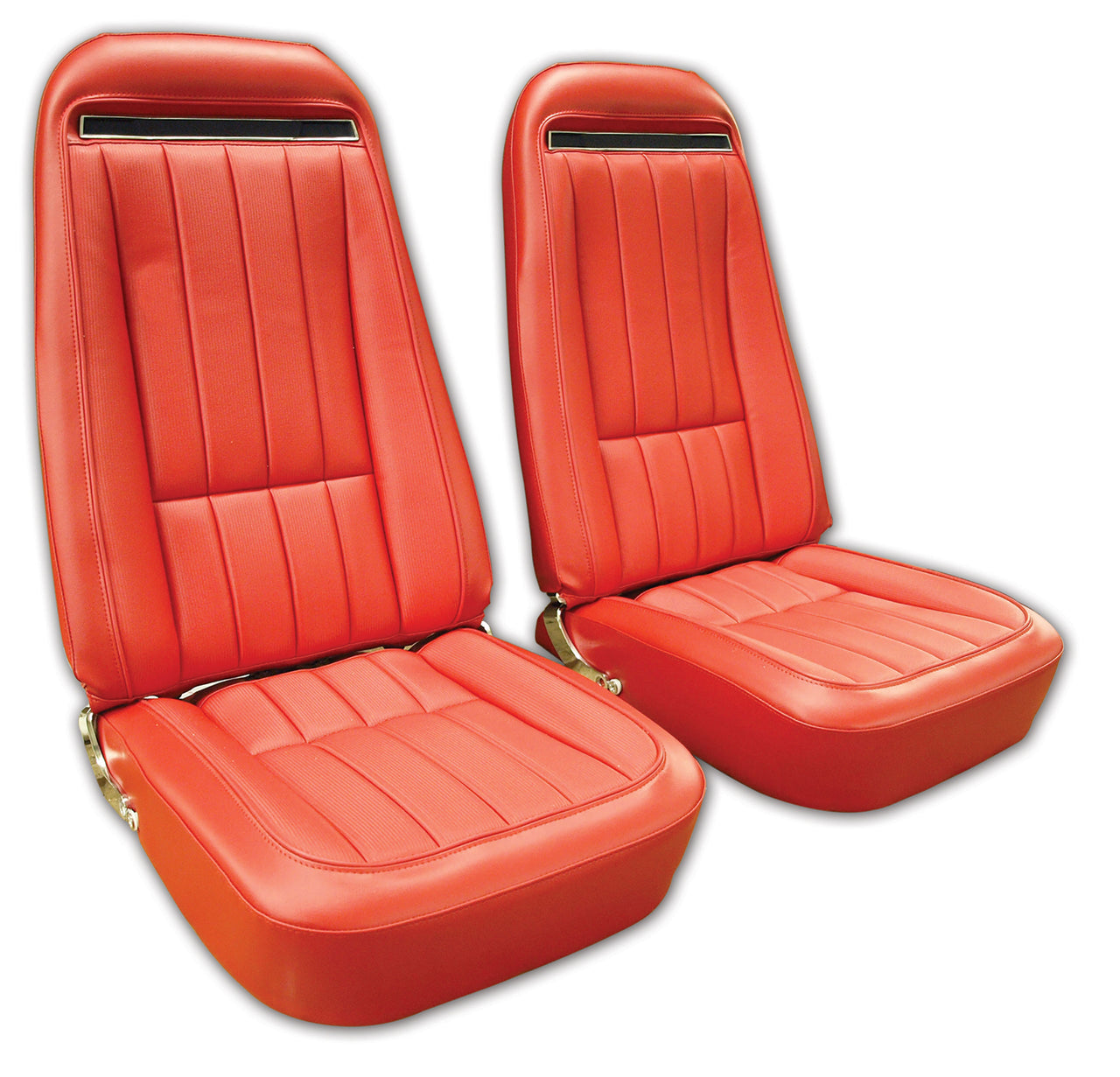 1972-1972 Corvette Mounted Seats Red "Leather-Like" Vinyl With Shoulder Harness-421330MS-Corvette-Store-Online