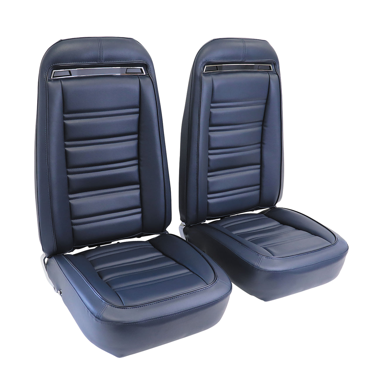 1973-1974 Corvette Mounted Seats Dark Blue "Leather-Like" Vinyl Without Shoulder Harness-421343M-Corvette-Store-Online