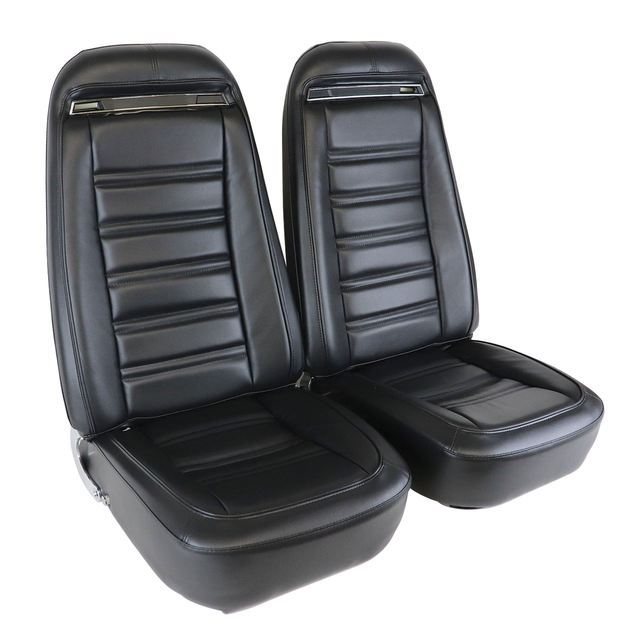 1975-1975 Corvette Mounted Seats Black "Leather-Like" Vinyl With Shoulder Harness-421420MS-Corvette-Store-Online