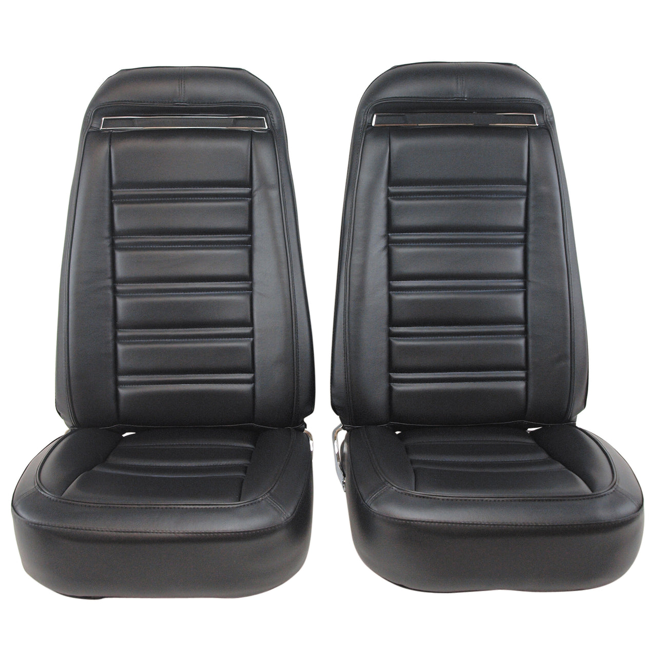 1975-1975 Corvette Mounted Seats Black "Leather-Like" Vinyl Without Shoulder Harness-421420M-Corvette-Store-Online