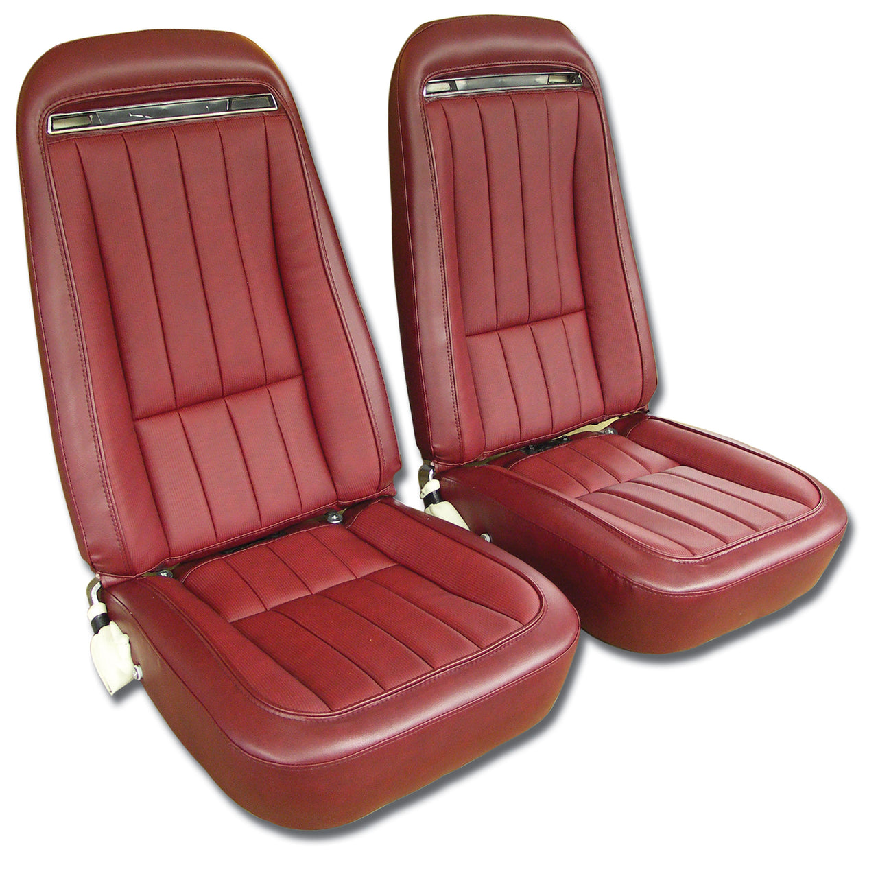 1975-1975 Corvette Mounted Seats Oxblood "Leather-Like" Vinyl With Shoulder Harness-421431MS-Corvette-Store-Online