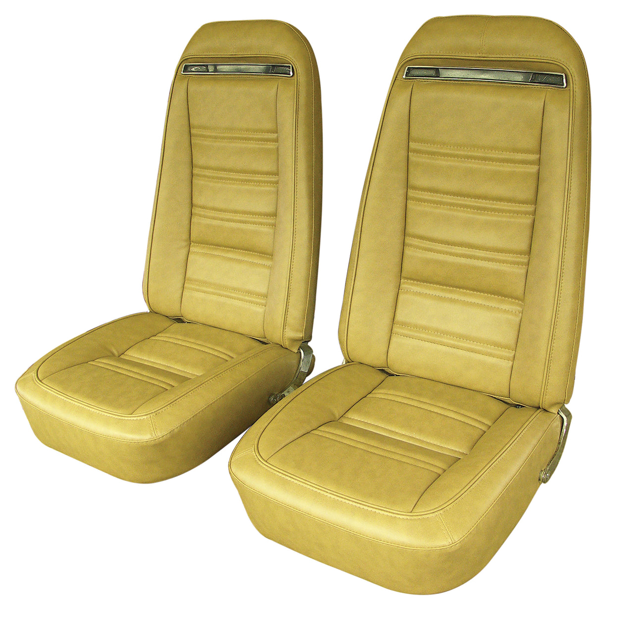 1975-1975 Corvette Mounted Seats Medium Saddle "Leather-Like" Vinyl With Shoulder Harness-421451MS-Corvette-Store-Online