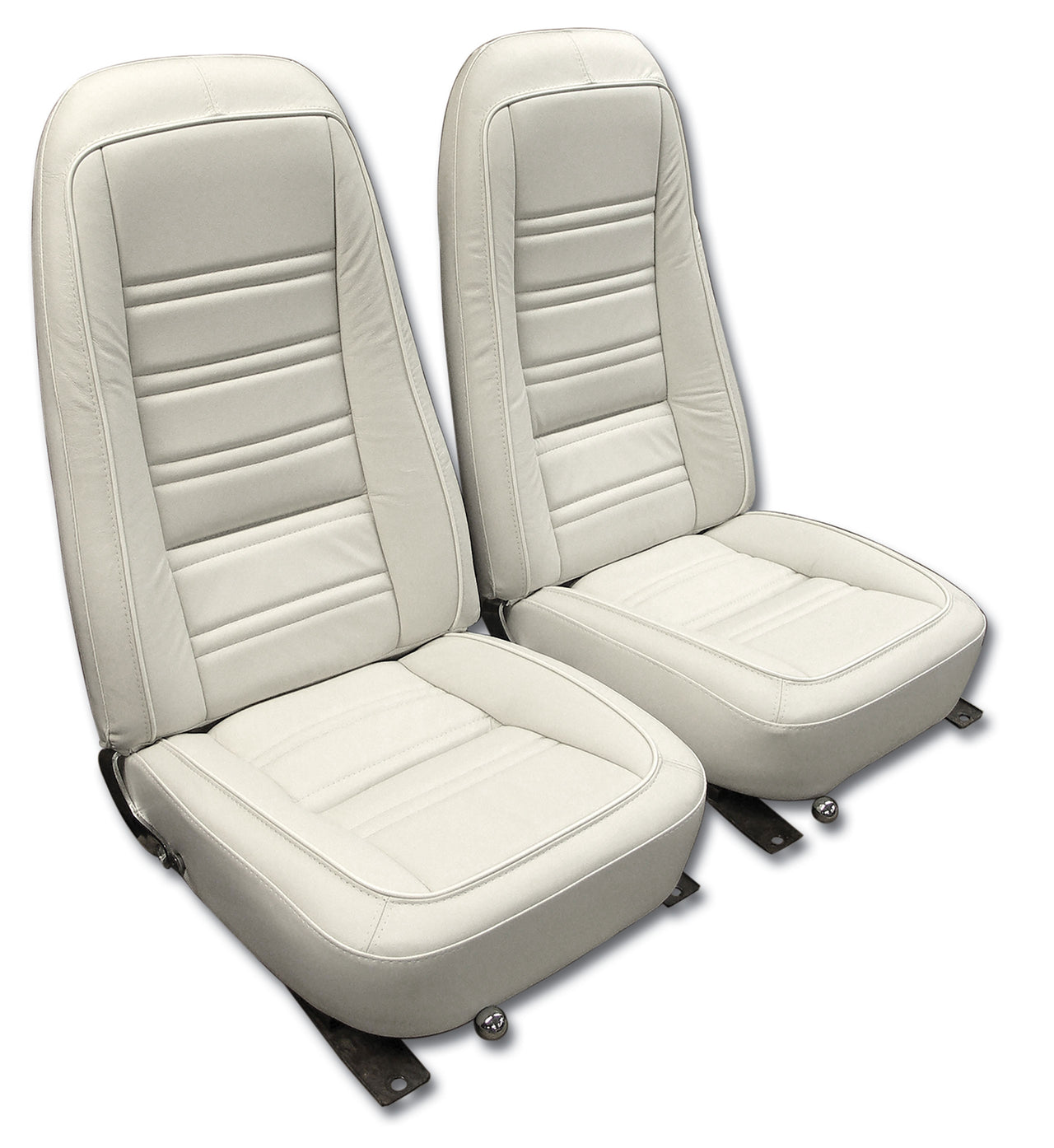 1976-1977 Corvette Mounted Seats White "Leather-Like" Vinyl-421576M-Corvette-Store-Online