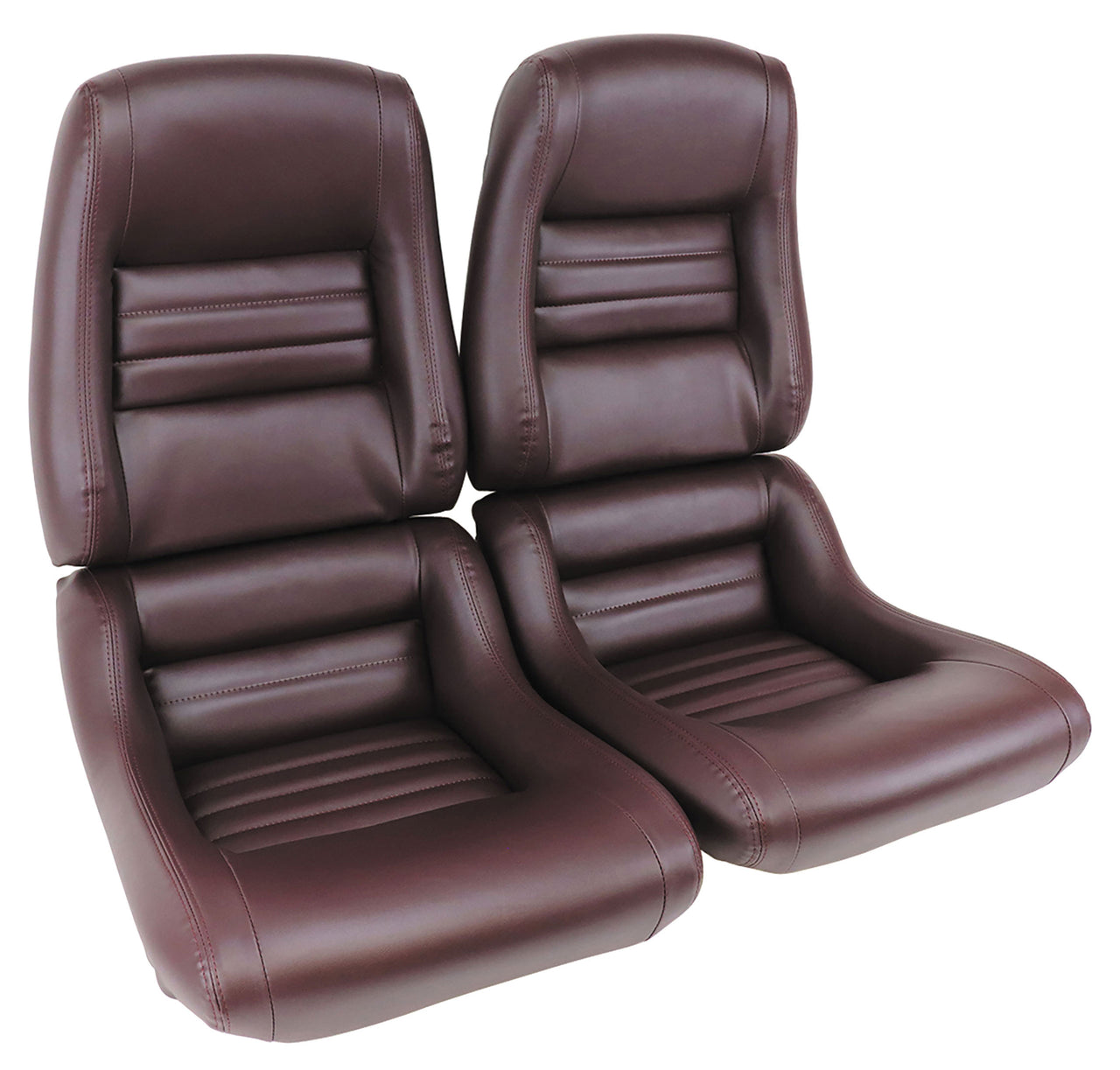 1980-1980 Corvette "Leather-Like" Vinyl Seat Covers Claret 2" Bolster-421636-Corvette-Store-Online