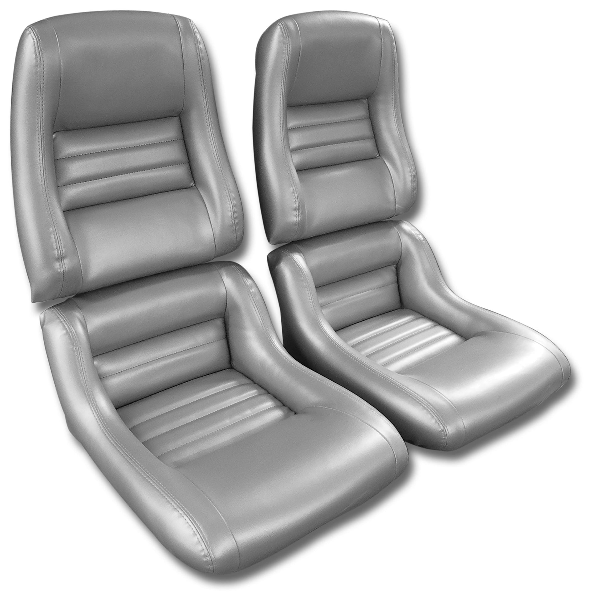1981-1981 Corvette "Leather-Like" Vinyl Seat Covers Silver 2" Bolster-421664-Corvette-Store-Online