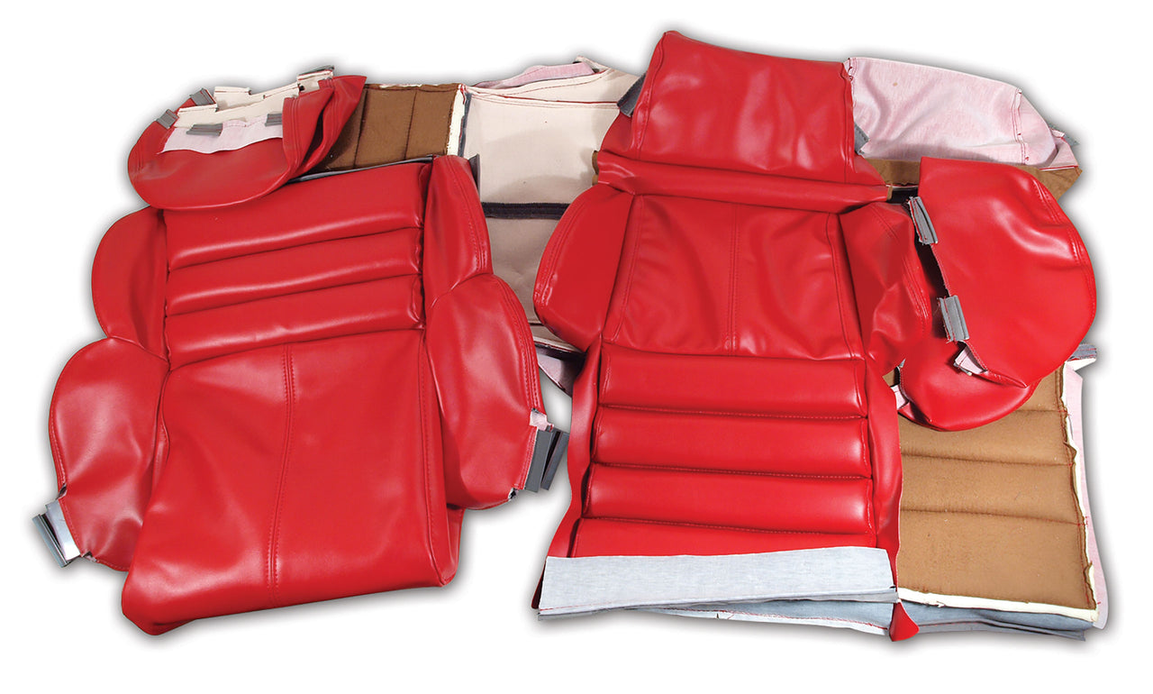 1989-1990 Corvette "Leather-Like" Vinyl Seat Covers Red Sport-422175-Corvette-Store-Online
