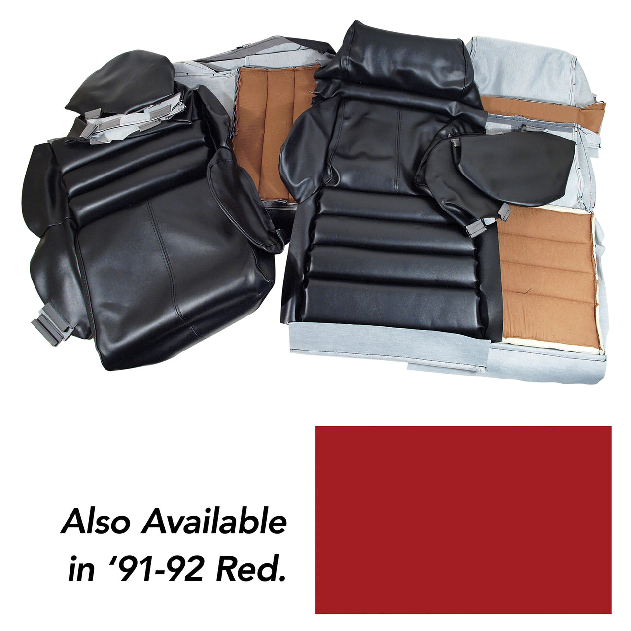 1991-1992 Corvette "Leather-Like" Vinyl Seat Covers Red Sport-422275-Corvette-Store-Online
