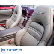2003-2003 Corvette Leather Sport Seat Covers W/Vinyl Trim - 50th Anniversary Shale-422394-Corvette-Store-Online