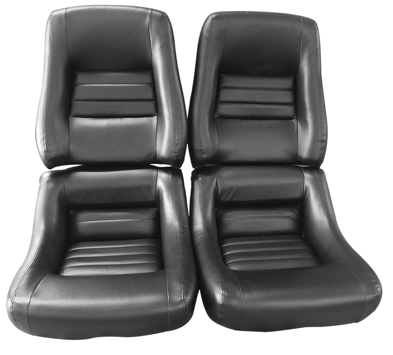 1979-1981 Corvette Mounted Leather Seat Covers Black Lthr/Vinyl Original 4" Bolster-422520-Corvette-Store-Online
