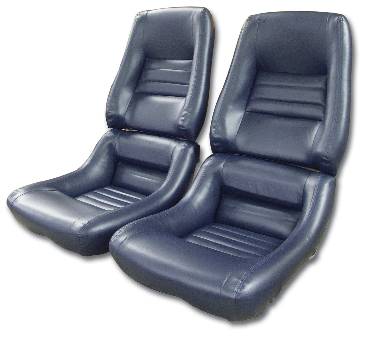 1979-1981 Corvette Mounted Leather Seat Covers Dk Blue Lthr/Vnyl Original 4" Bolstr-422548-Corvette-Store-Online