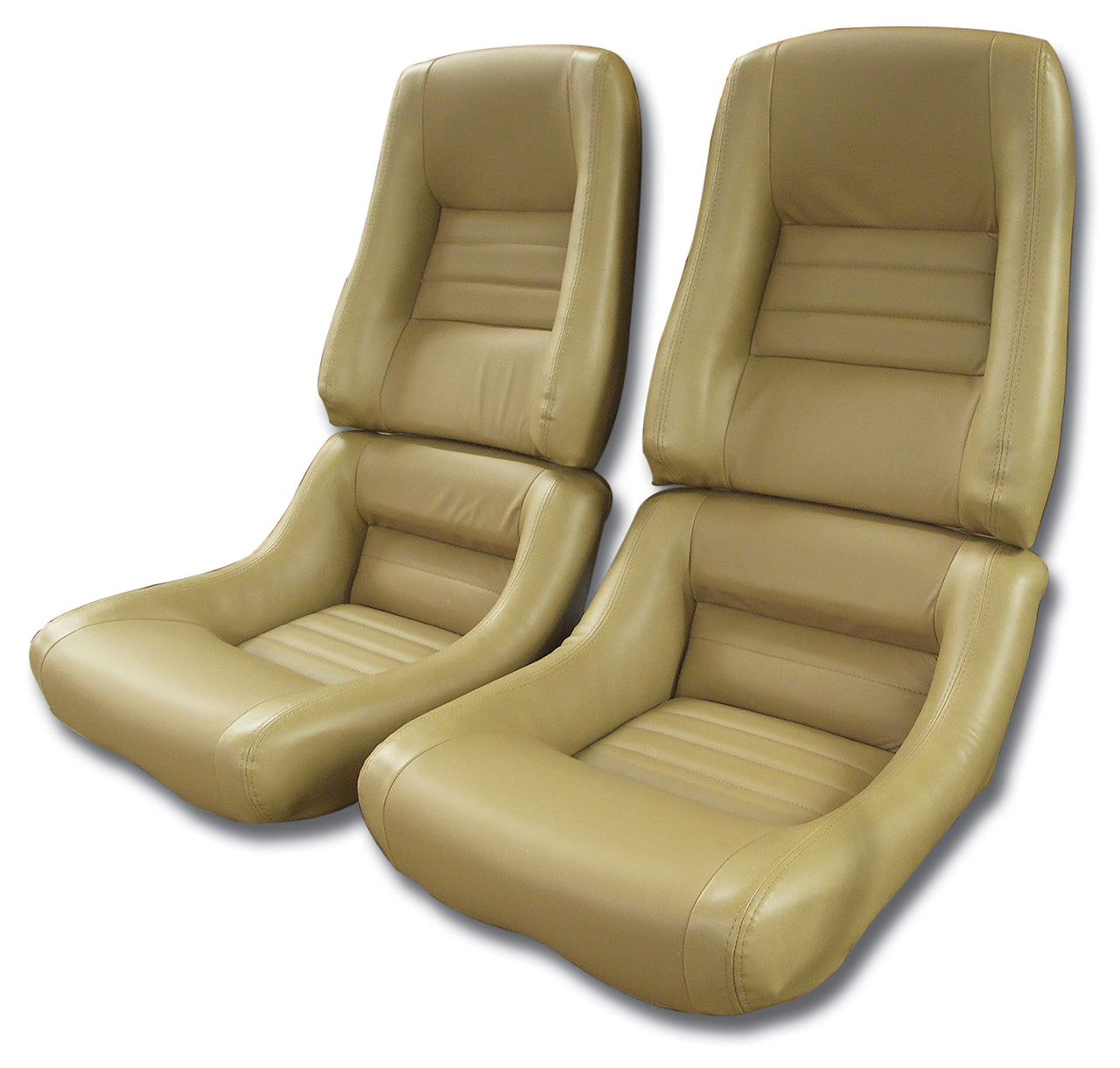 1981-1982 Corvette Mounted Leather Seat Covers Camel Lthr/Vnyl Original 4" Bolster-422558-Corvette-Store-Online