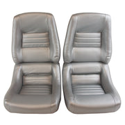 1981-1981 Corvette Mounted Leather Seat Covers Silver Lthr/Vinyl Original 4" Bolstr-422564-Corvette-Store-Online