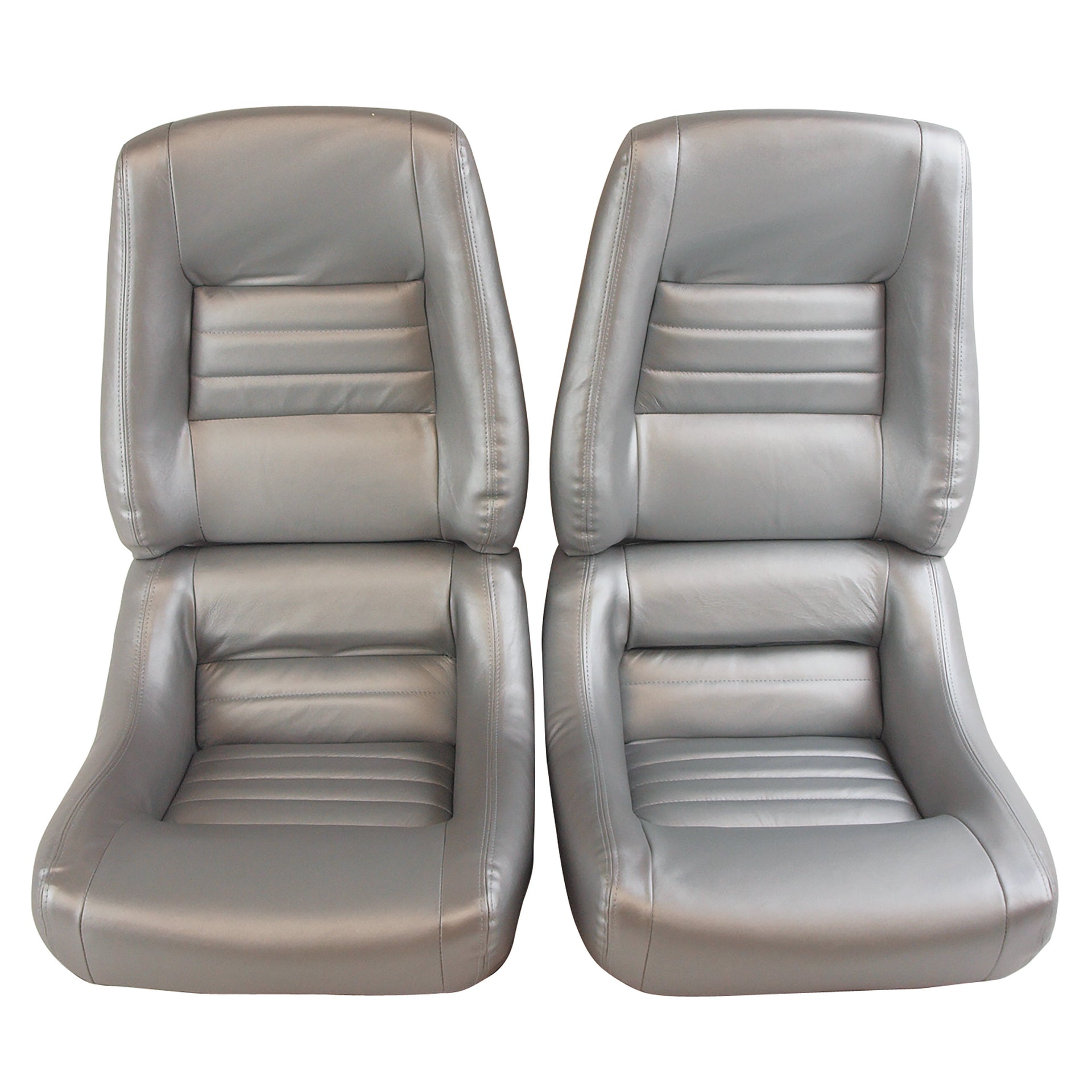 1981-1981 Corvette Mounted Leather Seat Covers Silver Lthr/Vinyl Original 4" Bolstr-422564-Corvette-Store-Online