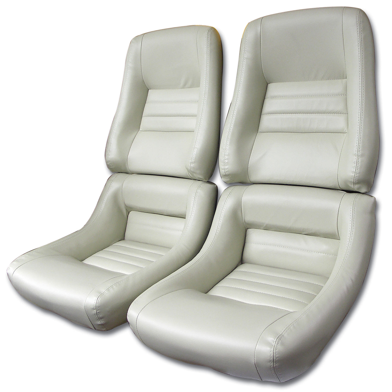 1979-1980 Corvette Mounted Leather Seat Covers Oyster Lthr/Vinyl Original 4" Bolstr-422566-Corvette-Store-Online