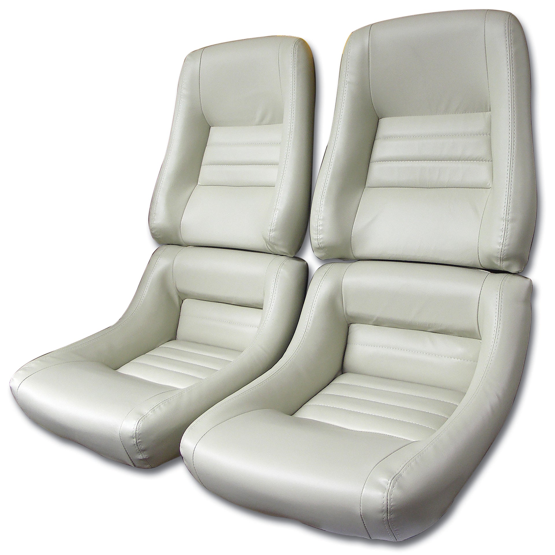 1979-1980 Corvette Mounted Leather Seat Covers Oyster Lthr/Vinyl Original 4" Bolstr-422566-Corvette-Store-Online