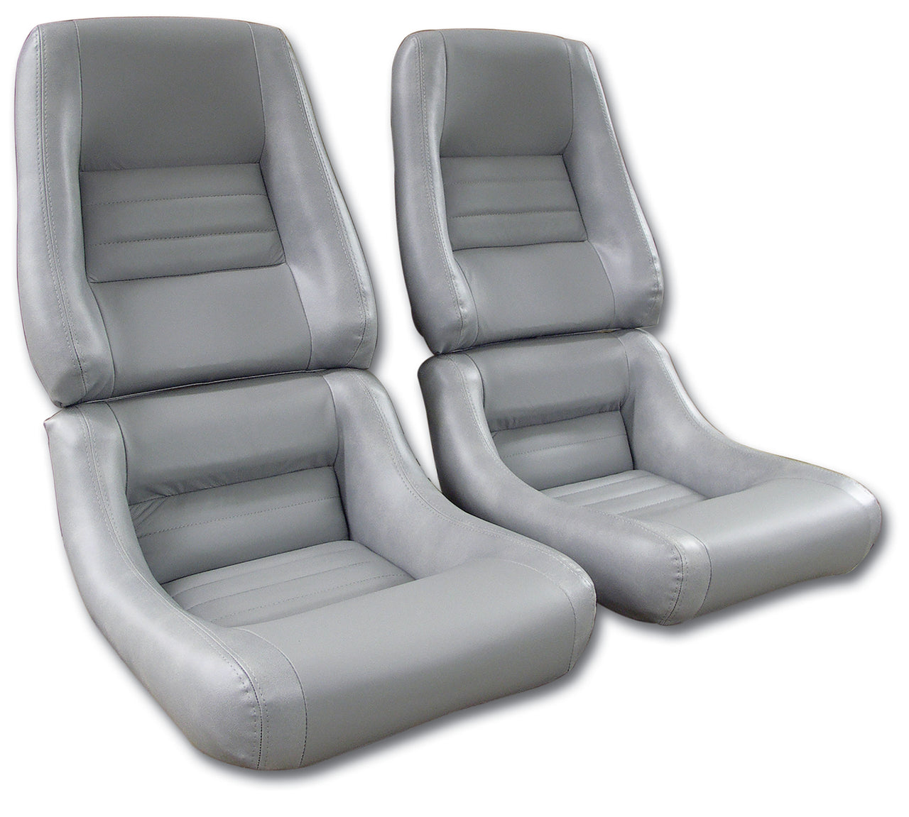 1982-1982 Corvette Mounted Leather Seat Covers Gray Lthr/Vinyl Original 4" Bolster-422568-Corvette-Store-Online