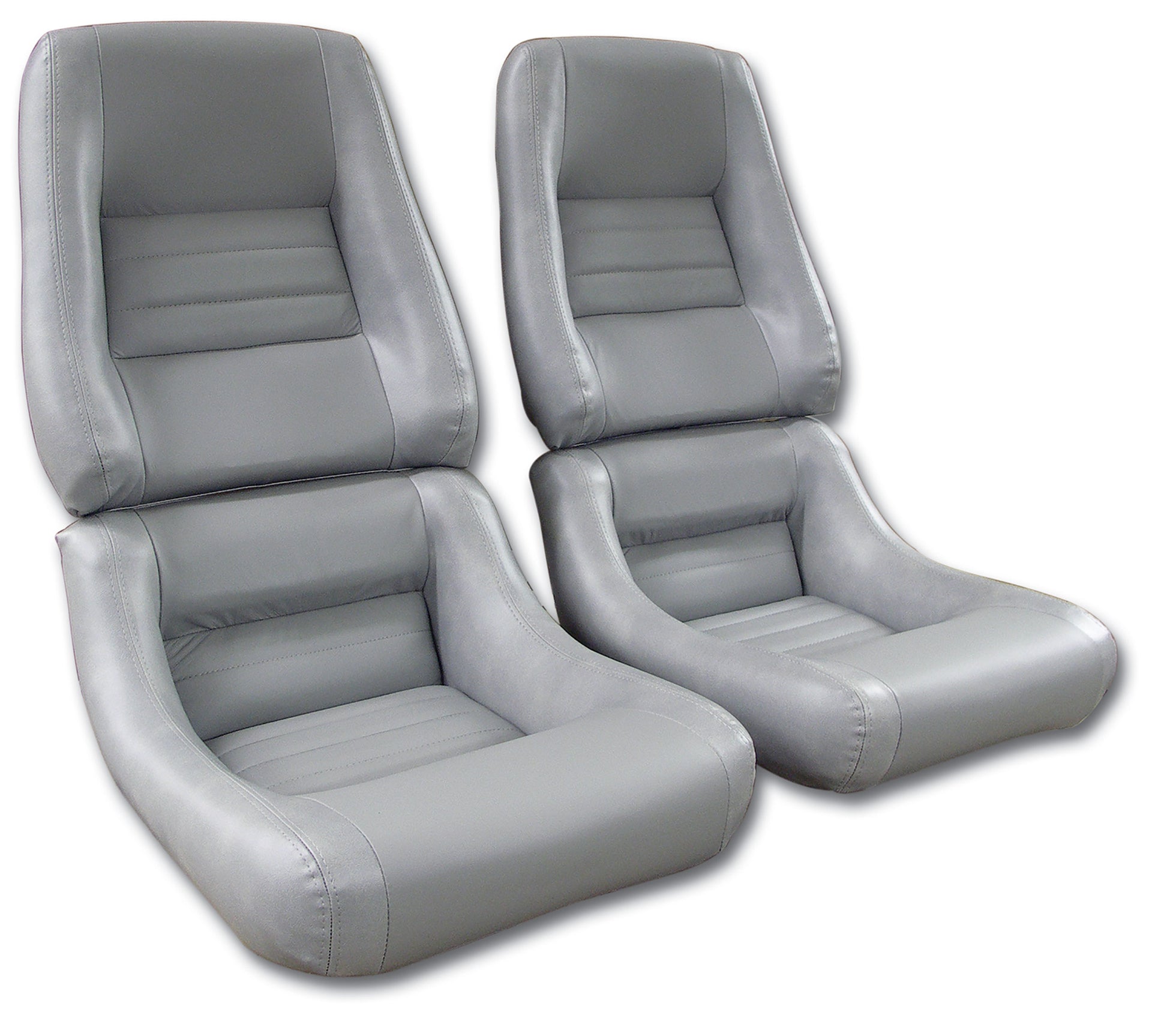 1982-1982 Corvette Mounted Leather Seat Covers Gray Lthr/Vinyl Original 4" Bolster-422568-Corvette-Store-Online