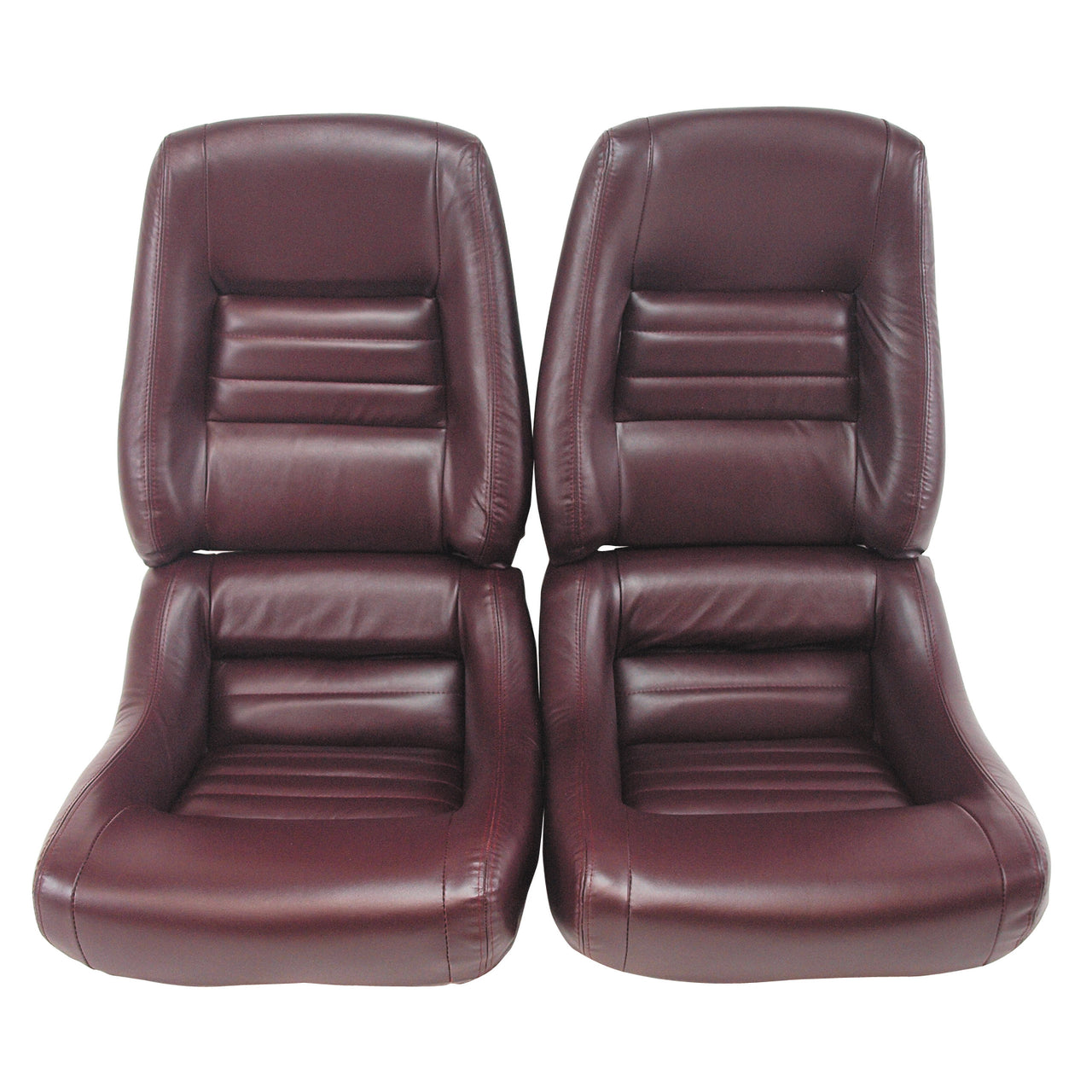 1980-1980 Corvette Mounted Leather Seat Covers Claret 100%-Leather 4" Bolster-422636-Corvette-Store-Online