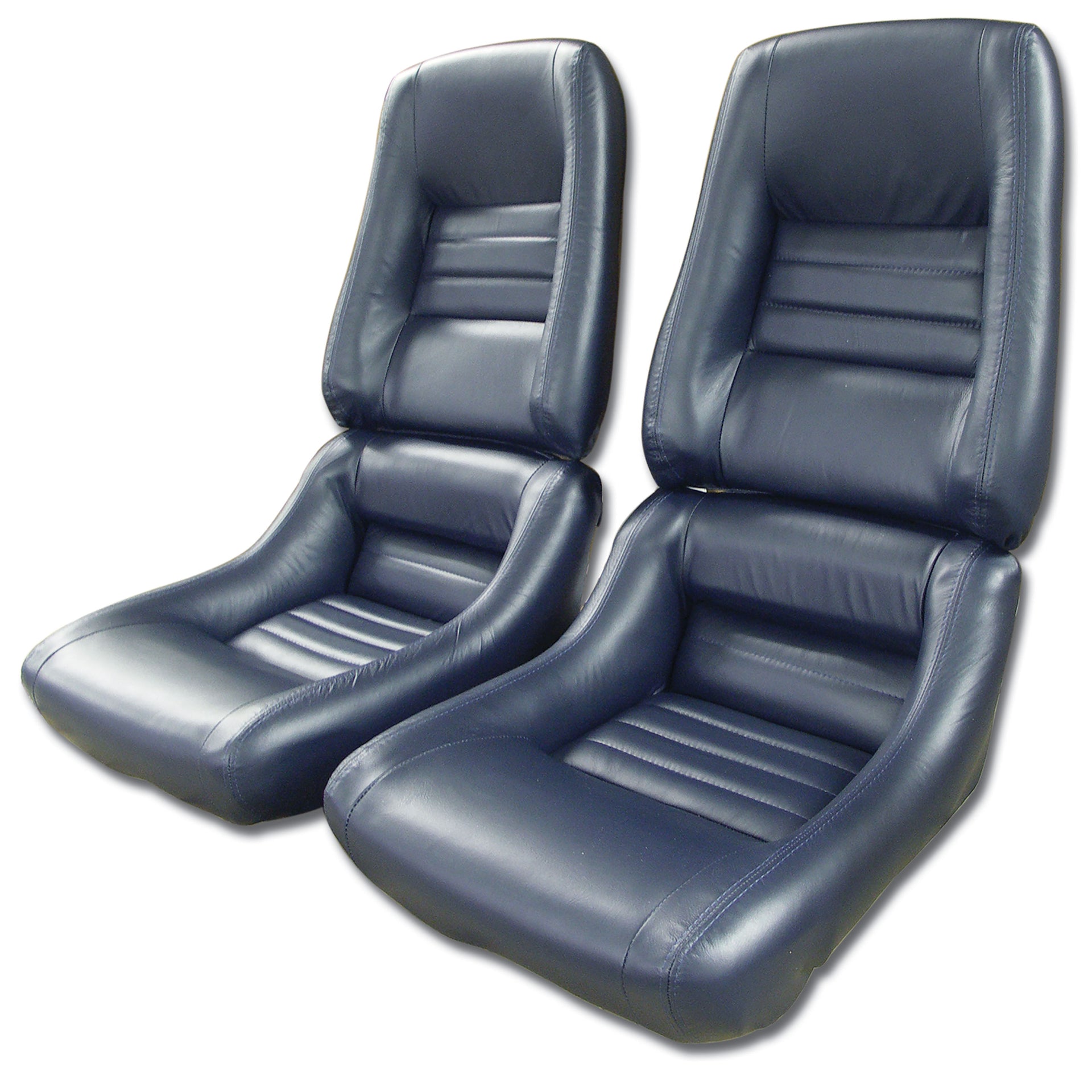 1979-1981 Corvette Mounted Leather Seat Covers Dark Blue 100%-Leather 4" Bolster-422648-Corvette-Store-Online