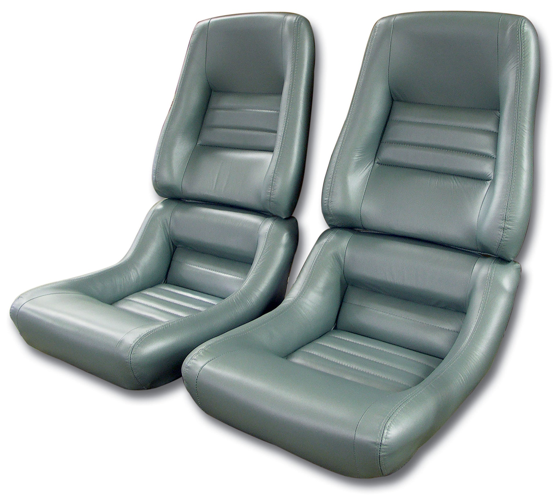 1982-1982 Corvette Mounted Leather Seat Covers Silvergreen 100%-Leather 4" Bolster-422659-Corvette-Store-Online