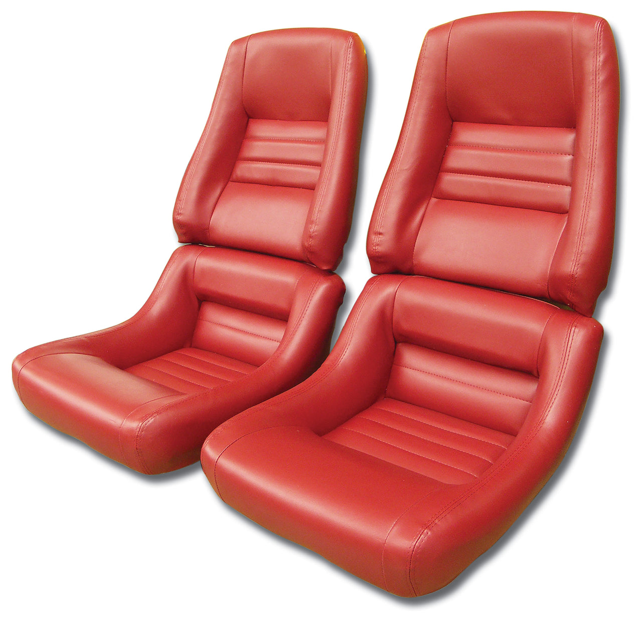 1979-1981 Corvette Mounted "Leather-Like" Vinyl Seat Covers Red 4" Bolster-422724-Corvette-Store-Online