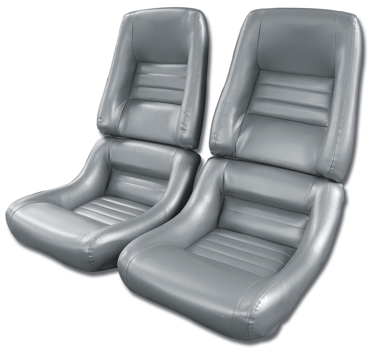 1981-1981 Corvette Mounted "Leather-Like" Vinyl Seat Covers Silver 4" Bolster-422764-Corvette-Store-Online