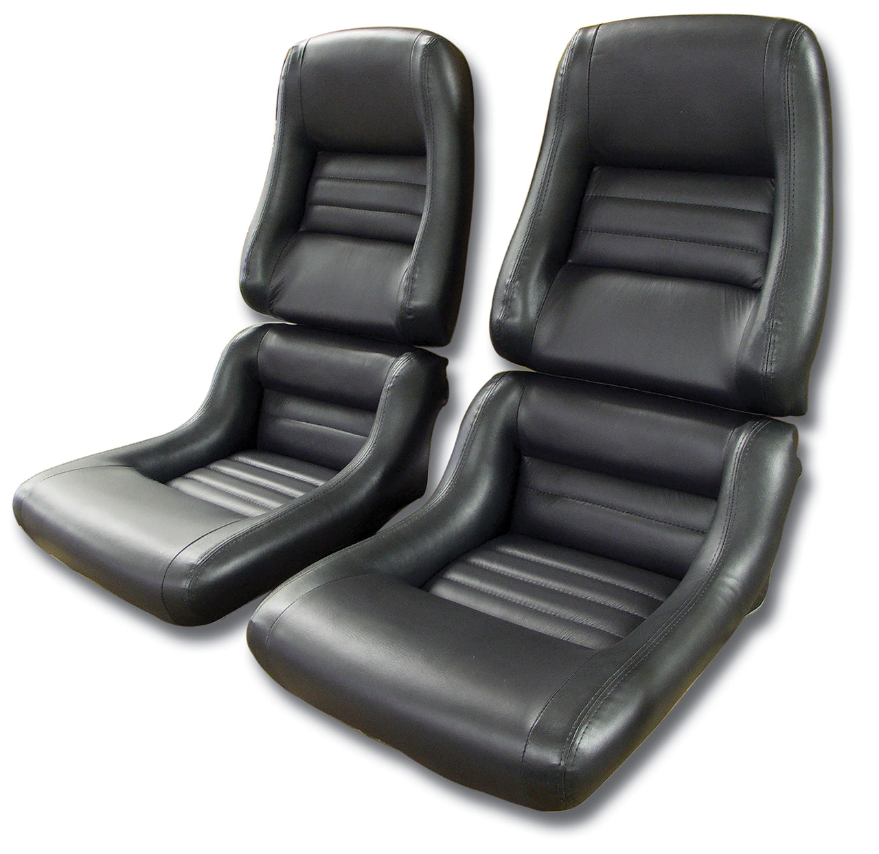 1982-1982 Corvette Mounted Leathr Seat Covers Charcoal Lthr/Vnyl Original 2" Bolstr-423221-Corvette-Store-Online