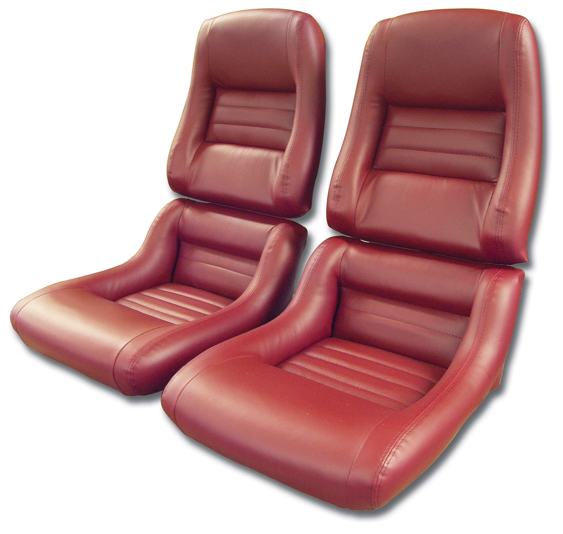 1982-1982 Corvette Mounted Leather Seat Covers Red Lthr/Vinyl Original 2" Bolster-423226-Corvette-Store-Online