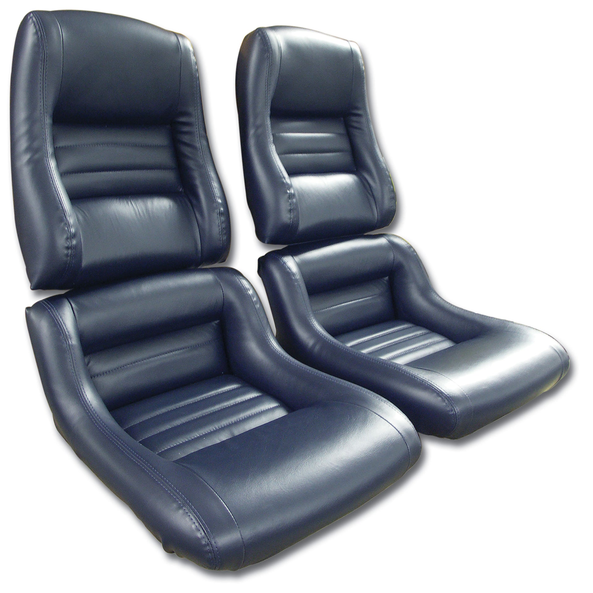 1982-1982 Corvette Mounted Leather Seat Covers Dk Blue Lthr/Vnyl Original 2" Bolstr-423246-Corvette-Store-Online
