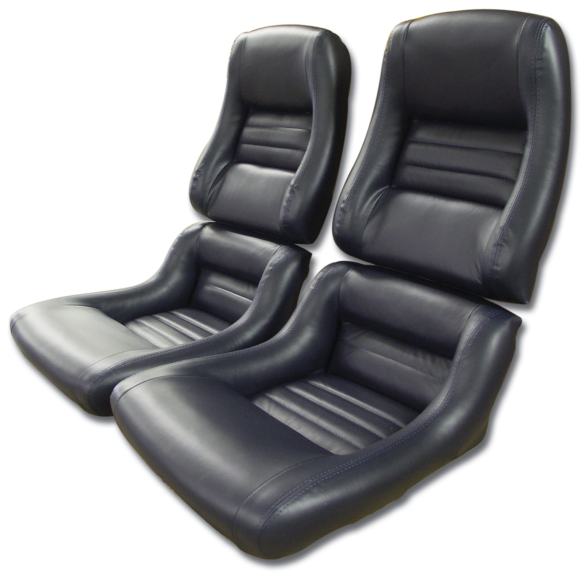 1979-1981 Corvette Mounted Leather Seat Covers Dk Blue Lthr/Vnyl Original 2" Bolstr-423248-Corvette-Store-Online